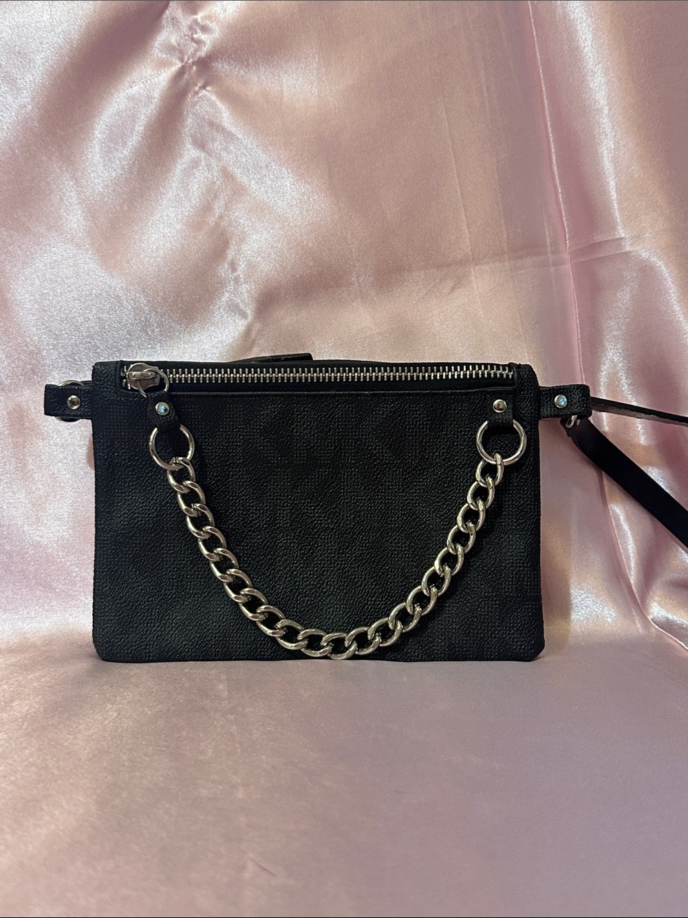 Michael Kors Black Chain-Accent Wristlet Clutch